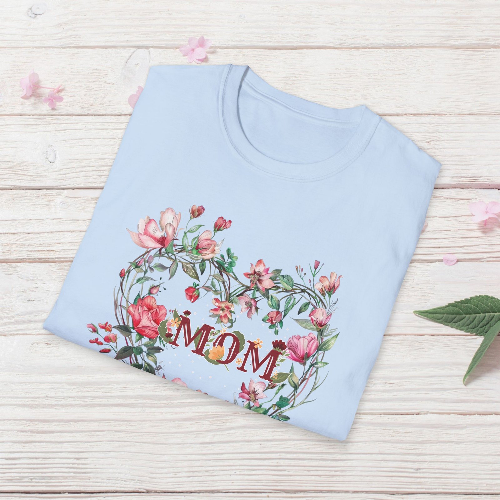 Floral Heart Wreath - MOM T-Shirt - Image 18