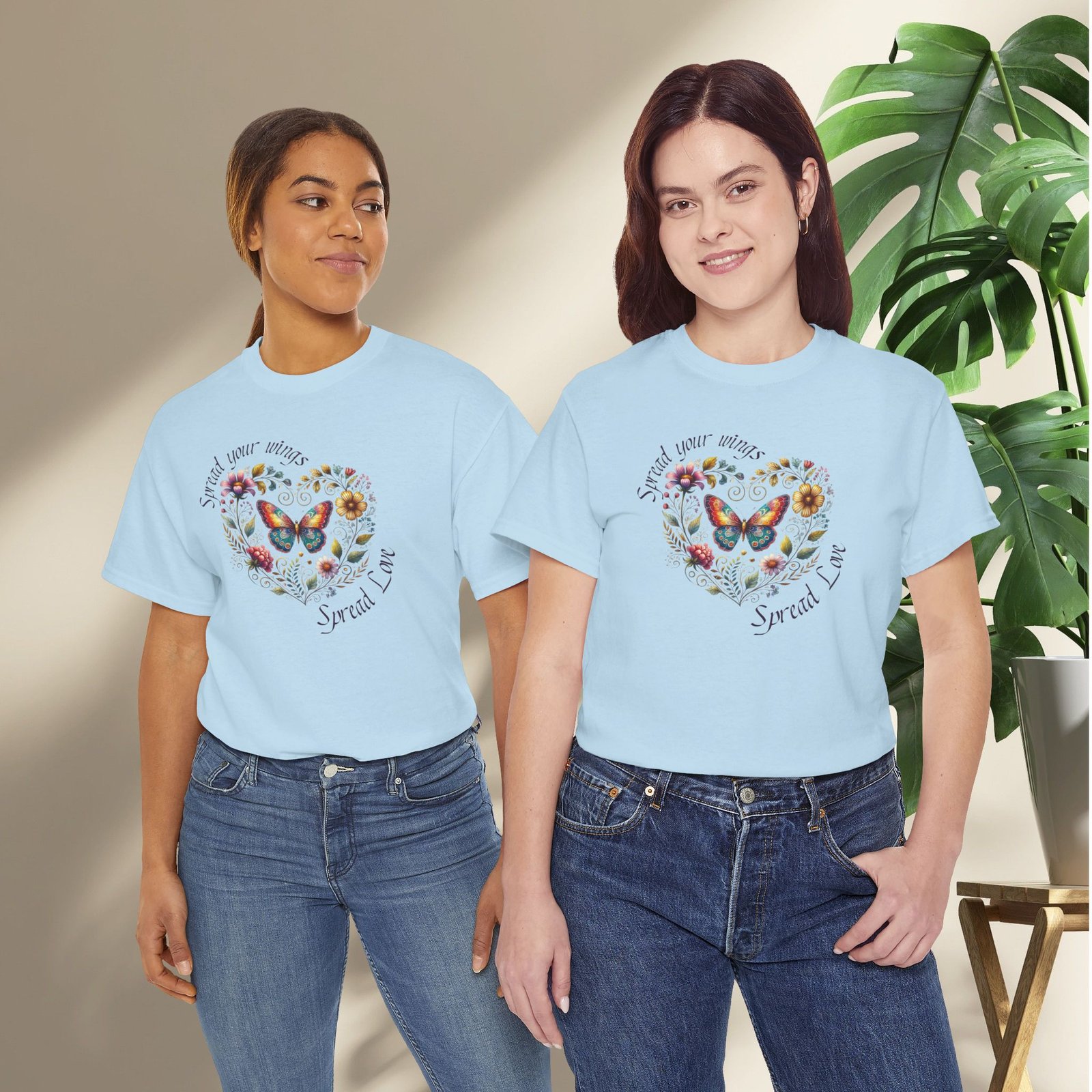 "Spread your Wings, Spread Love" Floral Butterfly T-Shirt - Image 20