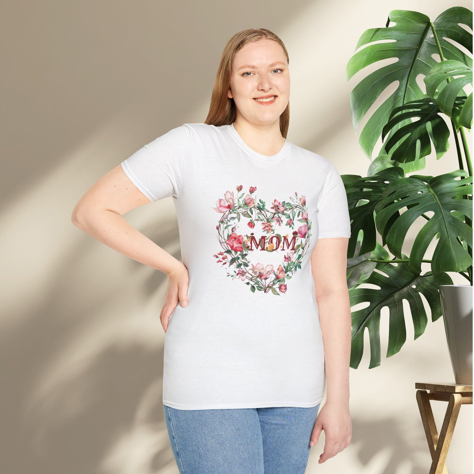 Floral Heart Wreath - MOM T-Shirt - Image 4