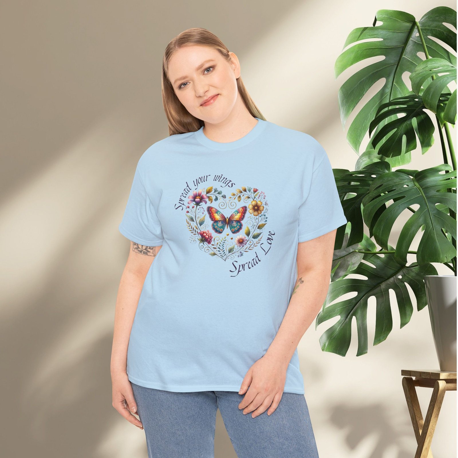 "Spread your Wings, Spread Love" Floral Butterfly T-Shirt - Image 18