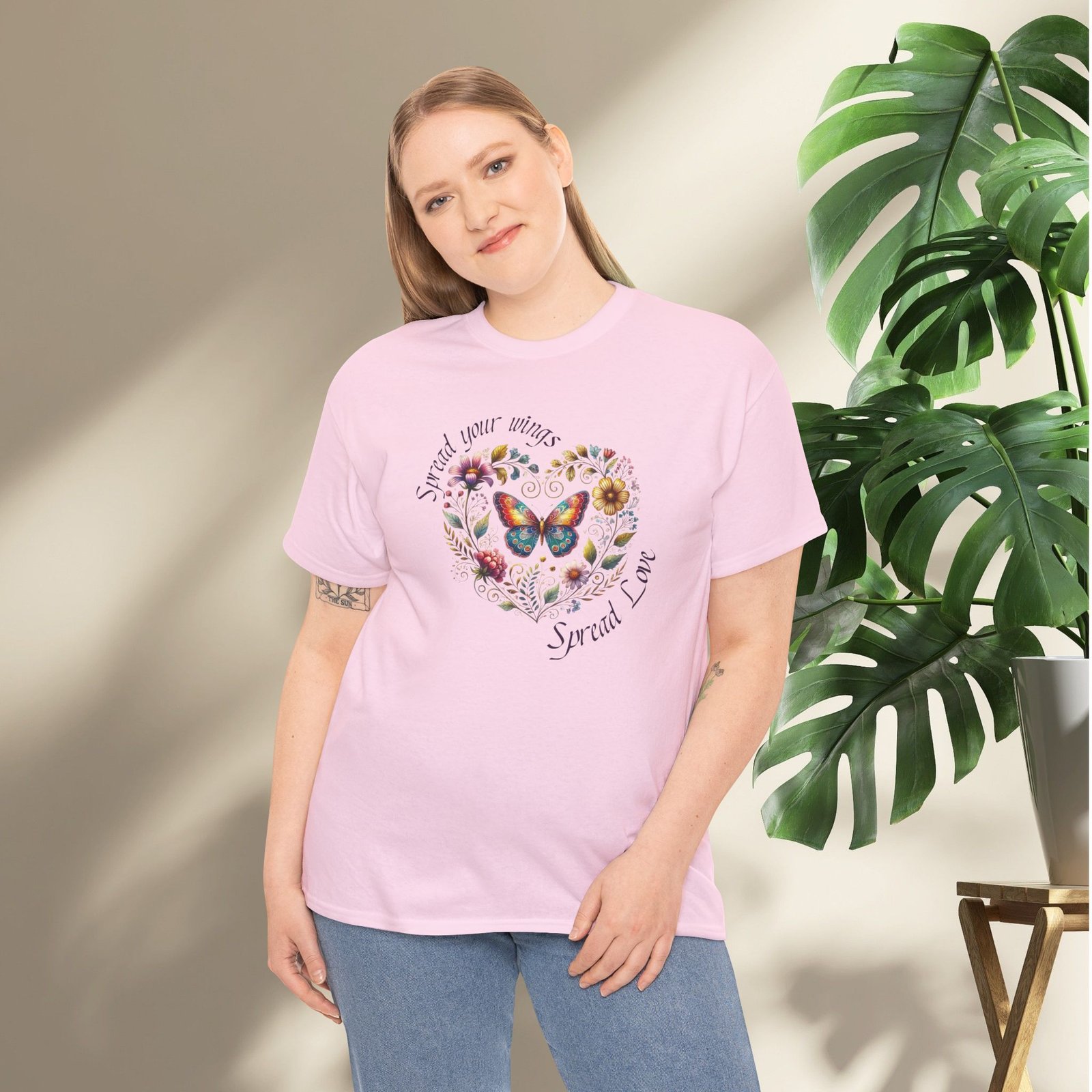 "Spread your Wings, Spread Love" Floral Butterfly T-Shirt - Image 22