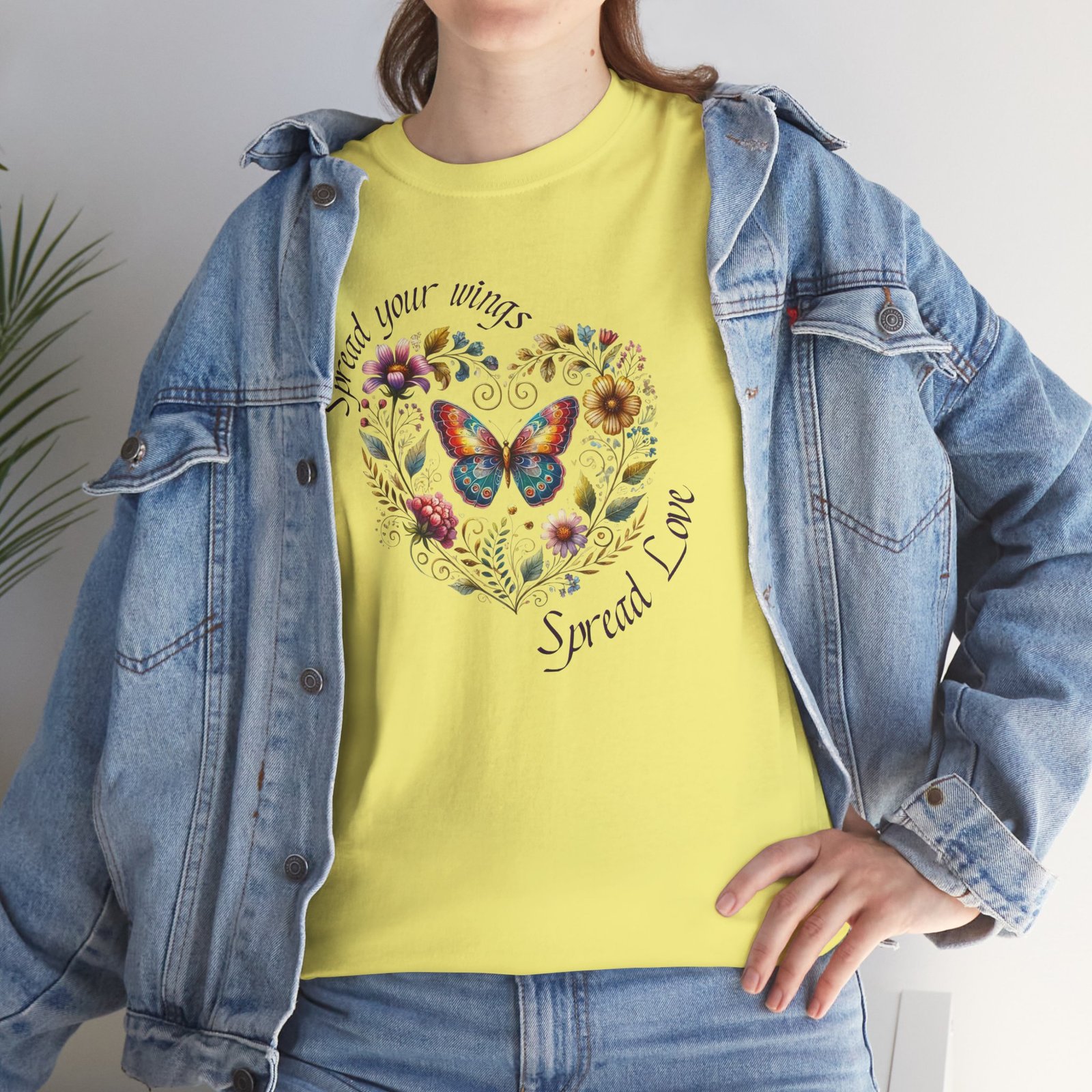 "Spread your Wings, Spread Love" Floral Butterfly T-Shirt - Image 14
