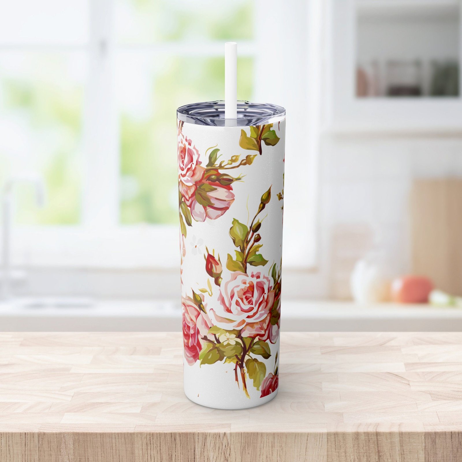 Glitter Rose Skinny Tumbler, 20oz - Multiple Colors - Image 8