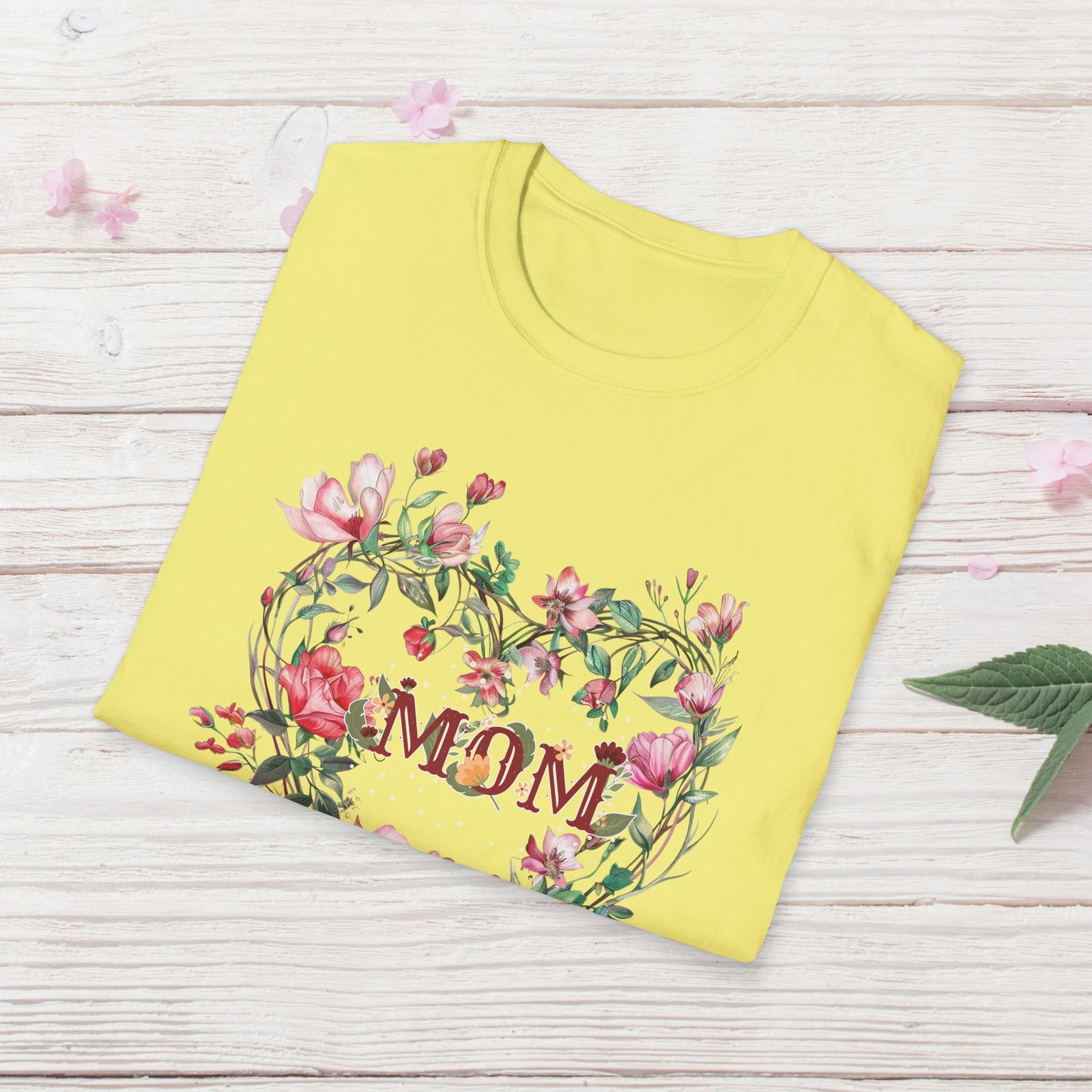 Floral Heart Wreath - MOM T-Shirt - Image 13