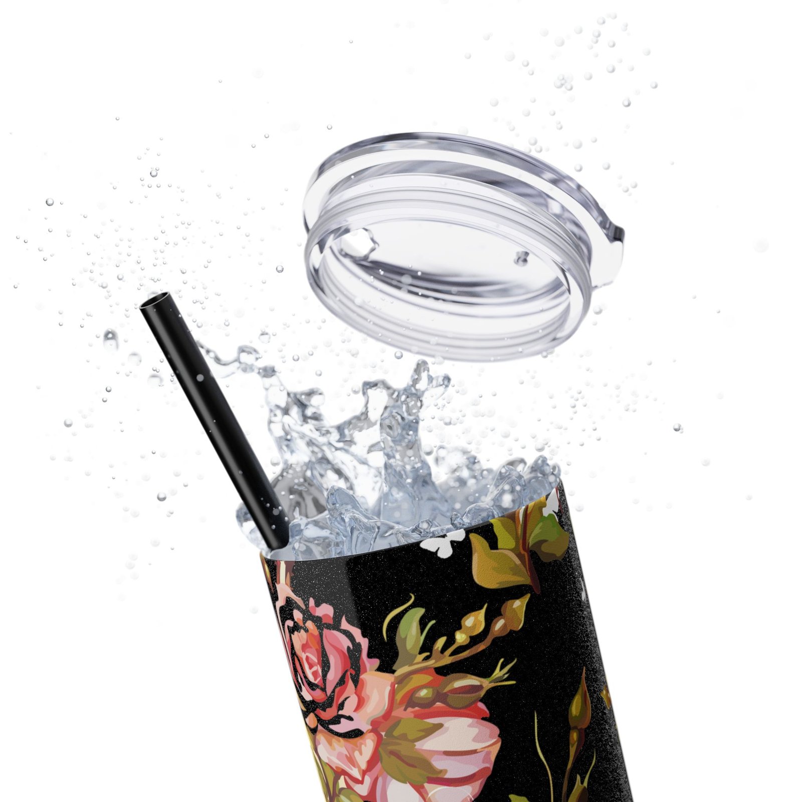 Glitter Rose Skinny Tumbler, 20oz - Multiple Colors - Image 25
