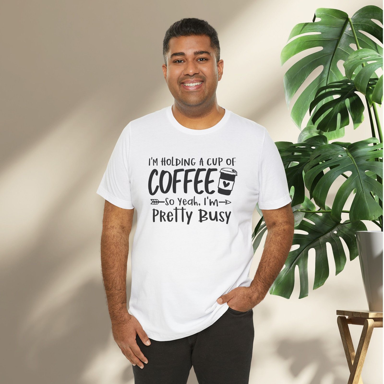 I’m Holding a Cup of Coffee, I'm Pretty Busy Unisex T-Shirt - Image 3