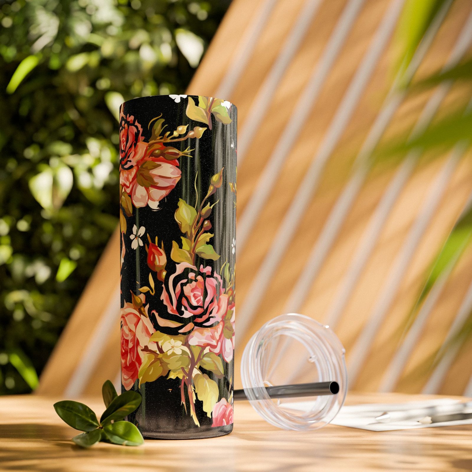 Glitter Rose Skinny Tumbler, 20oz - Multiple Colors - Image 24