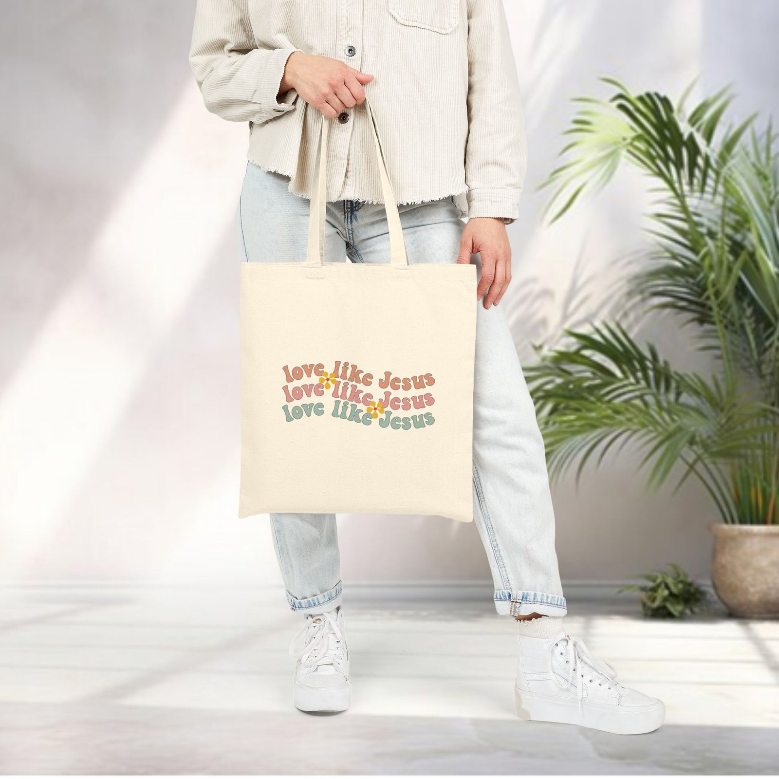 Love Like Jesus Cotton Canvas Tote Bag - Image 3