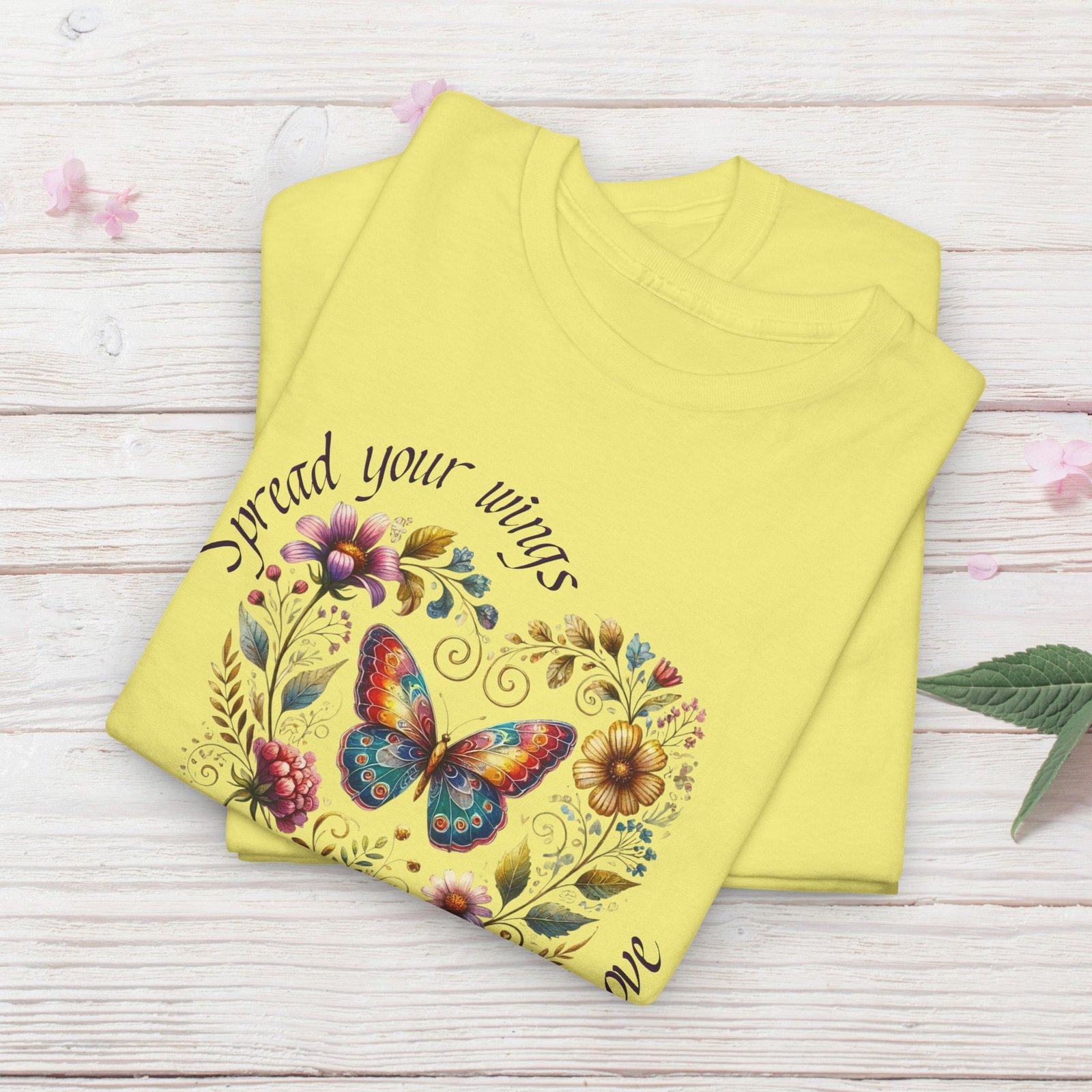 "Spread your Wings, Spread Love" Floral Butterfly T-Shirt - Image 11