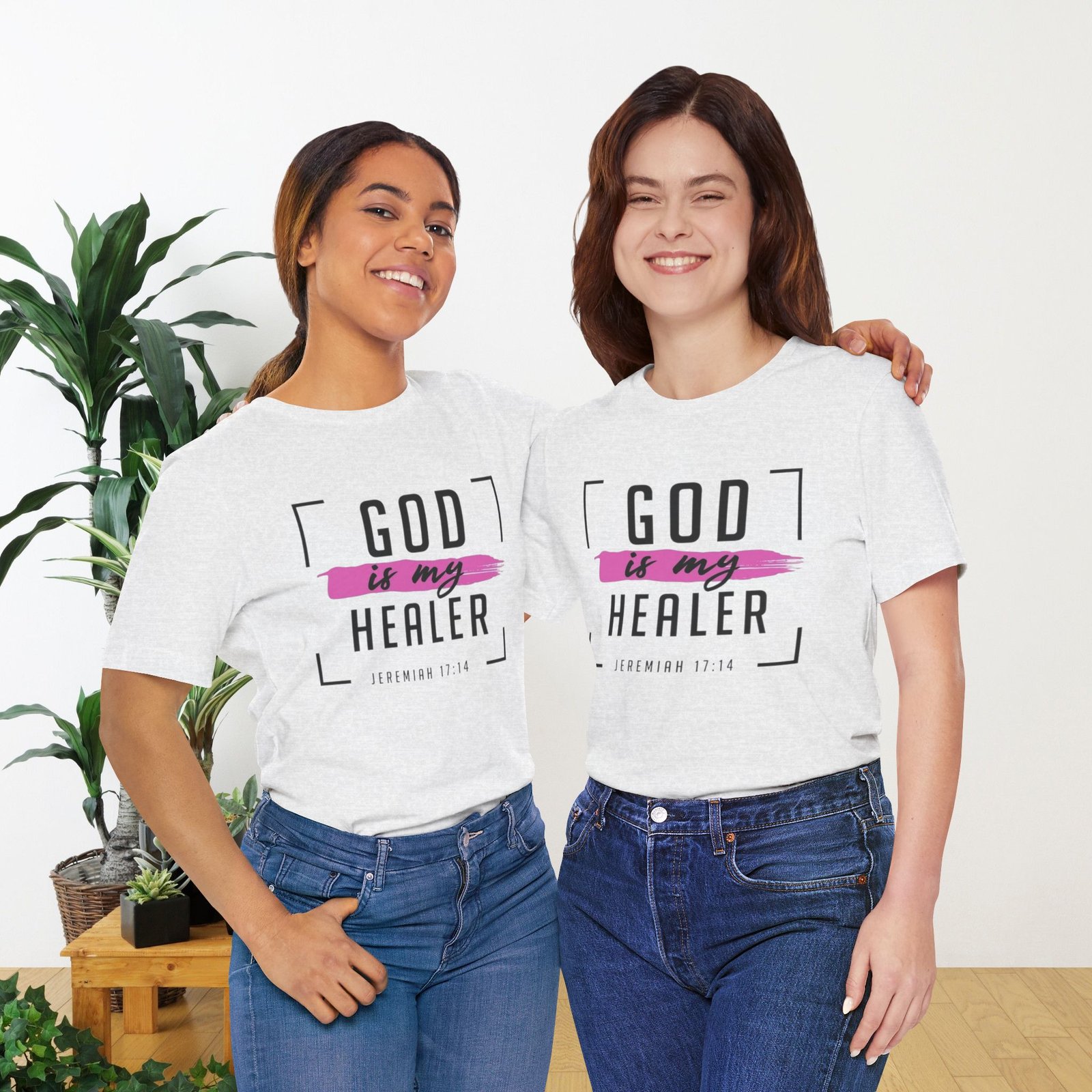 God is My Healer - Pink - Unisex T-Shirt - Image 13