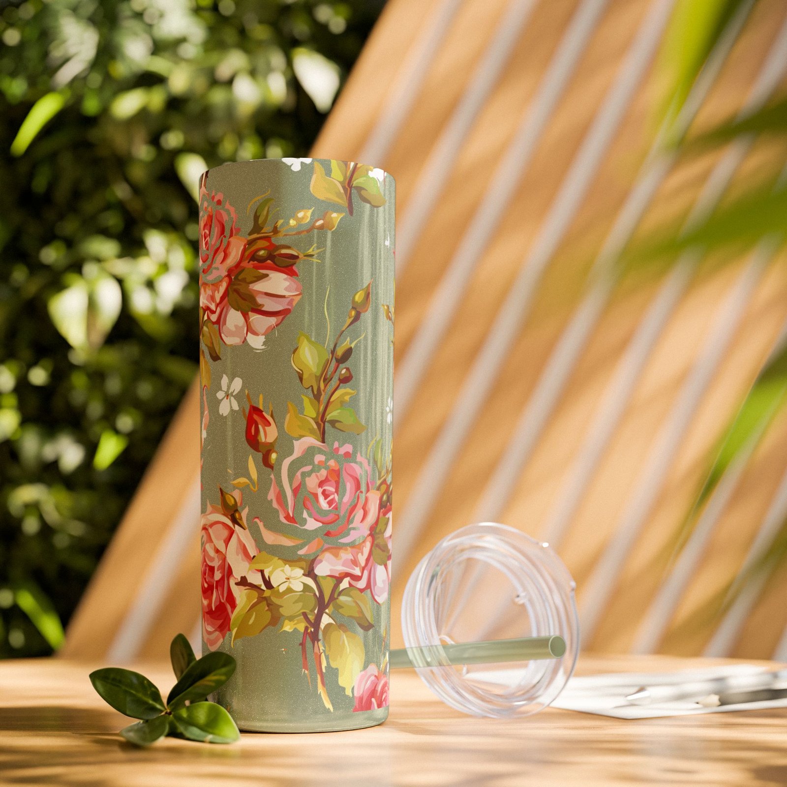Glitter Rose Skinny Tumbler, 20oz - Multiple Colors - Image 31