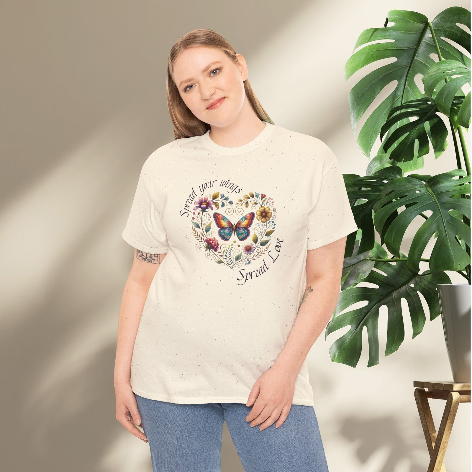 "Spread your Wings, Spread Love" Floral Butterfly T-Shirt - Image 8