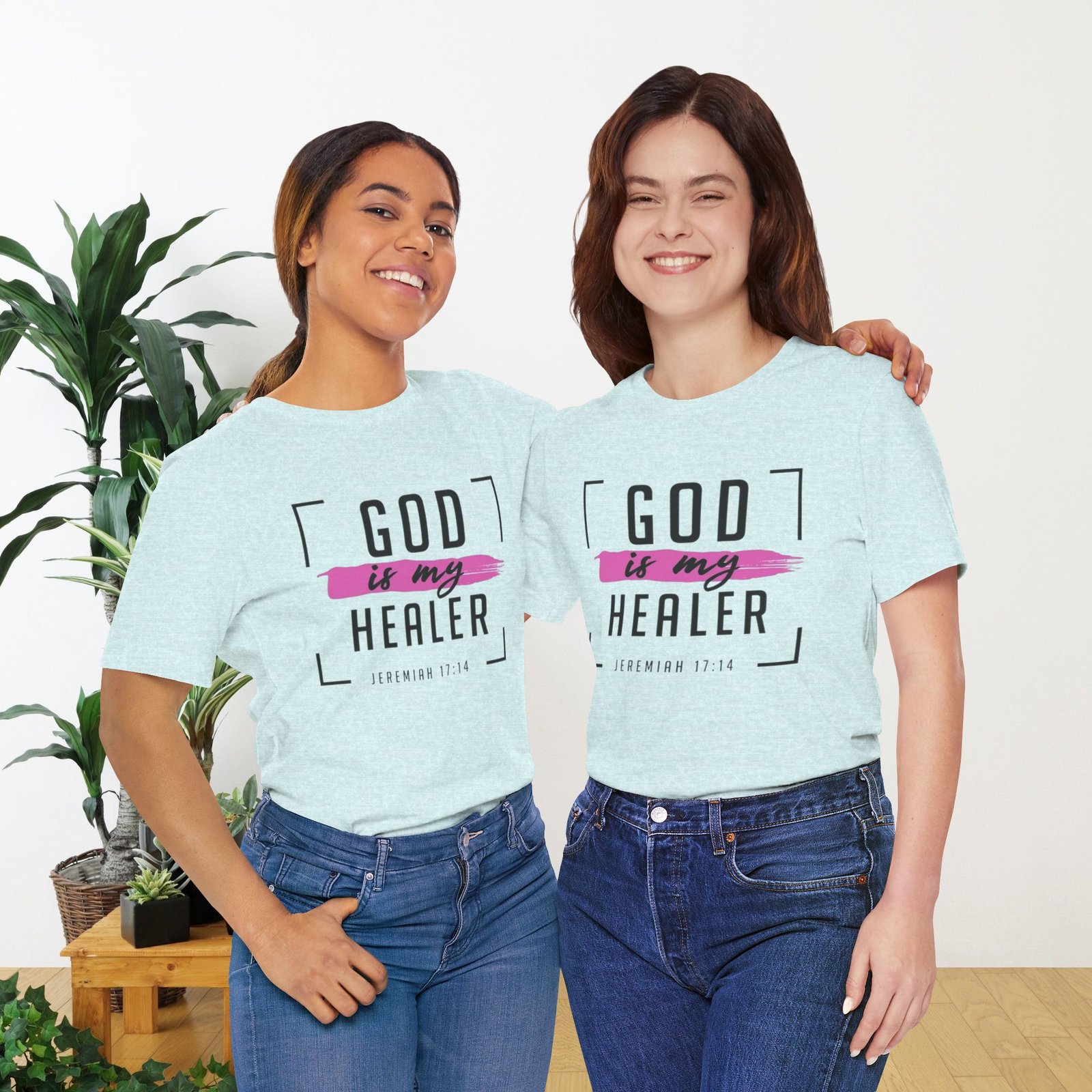 God is My Healer - Pink - Unisex T-Shirt - Image 25