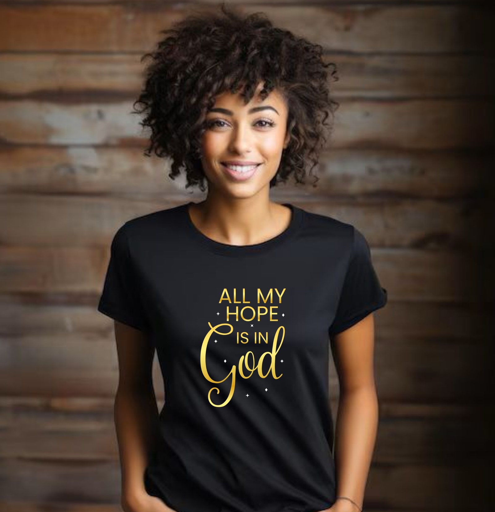 'All My Hope Is In God' T-Shirt - Gold
