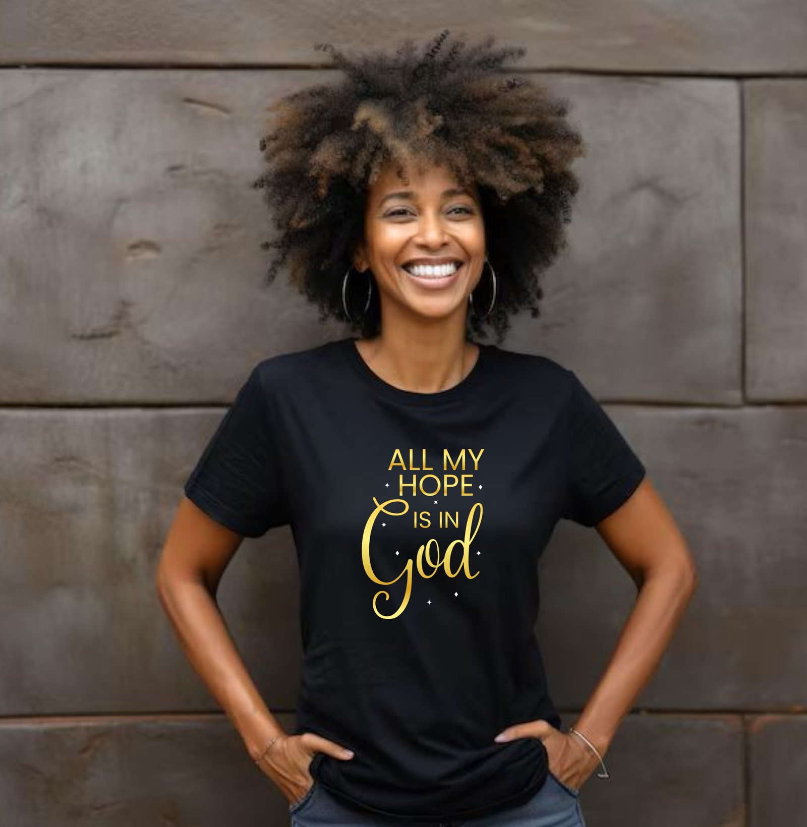 'All My Hope Is In God' T-Shirt - Gold - Image 6
