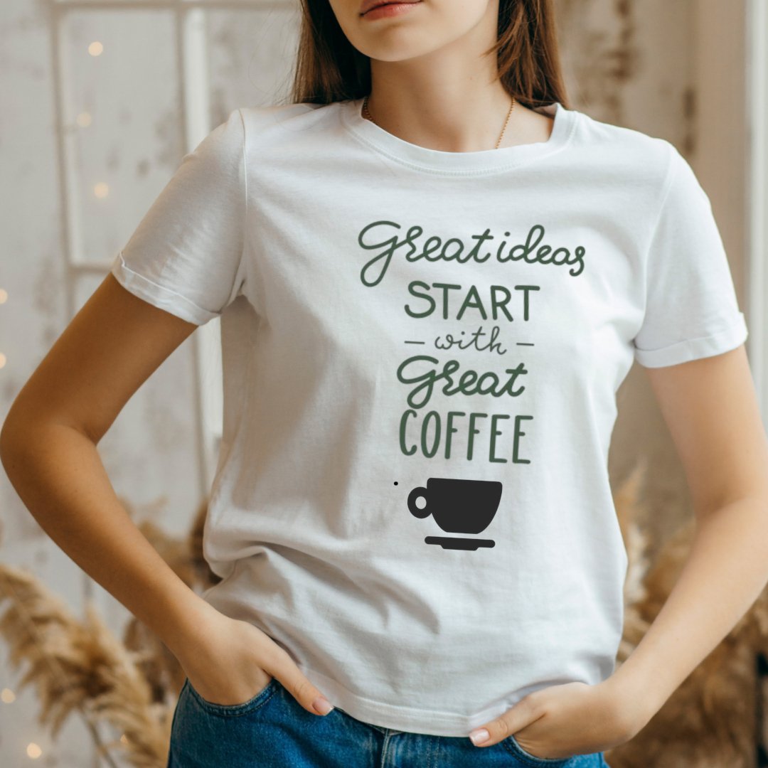 Great Ideas Start with Great Coffee Unisex  T-Shirt - Image 2