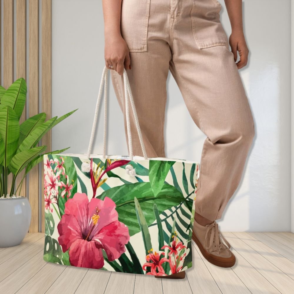 Tropical Hibiscus Oversized Weekender Tote Bag