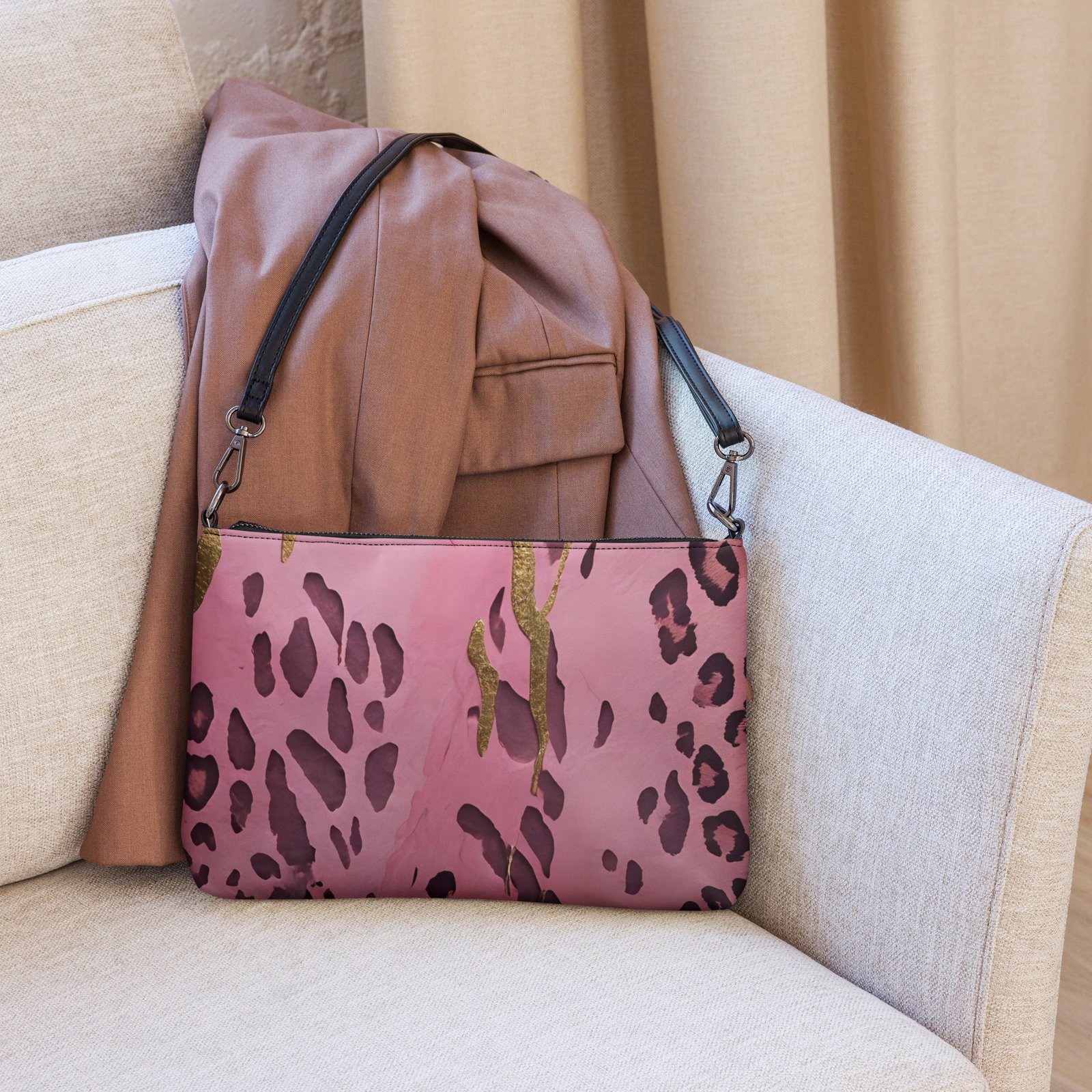 Pink & Gold Animal Print Crossbody bag - Image 1