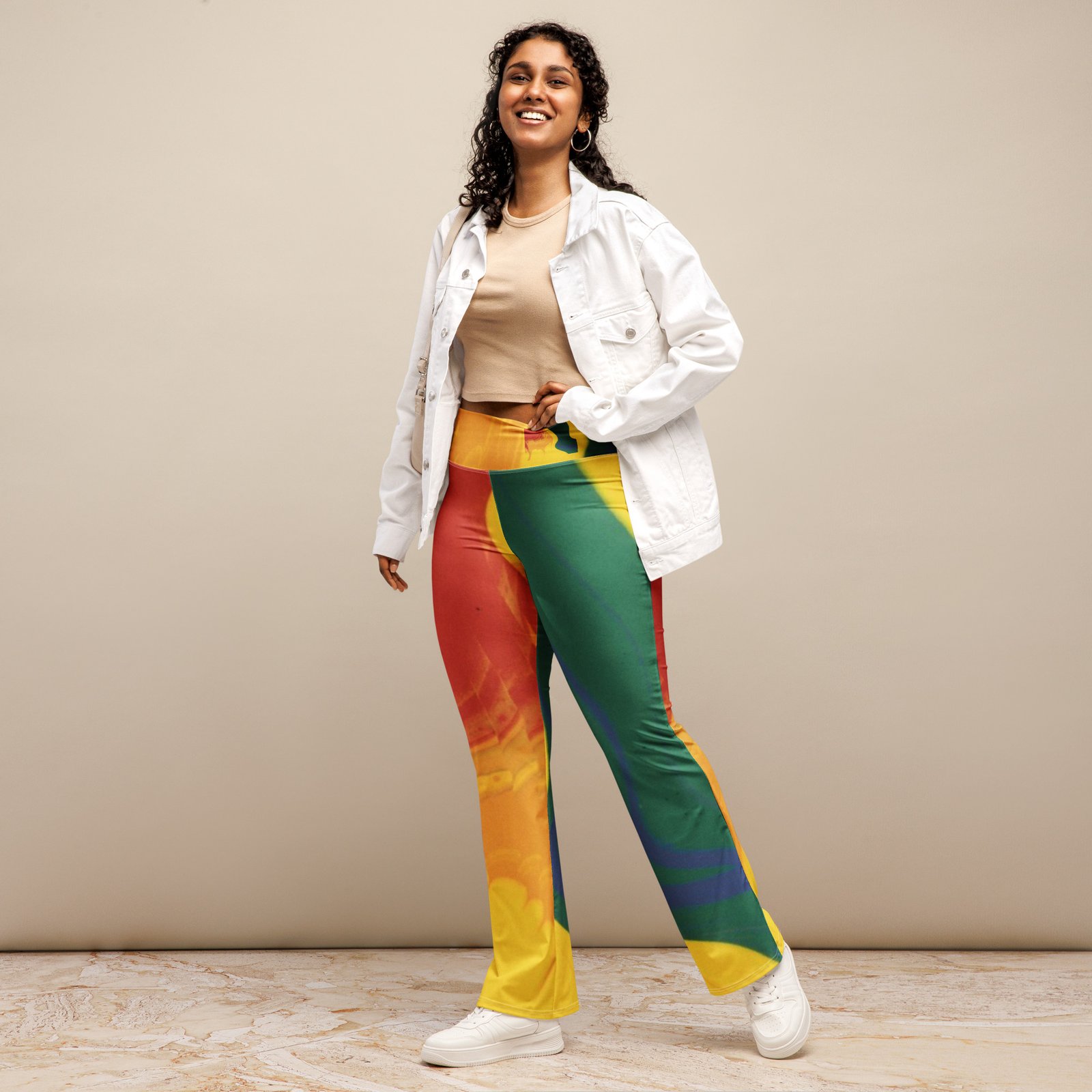 Boho Bold Color High Waist Flare leggings - Image 2