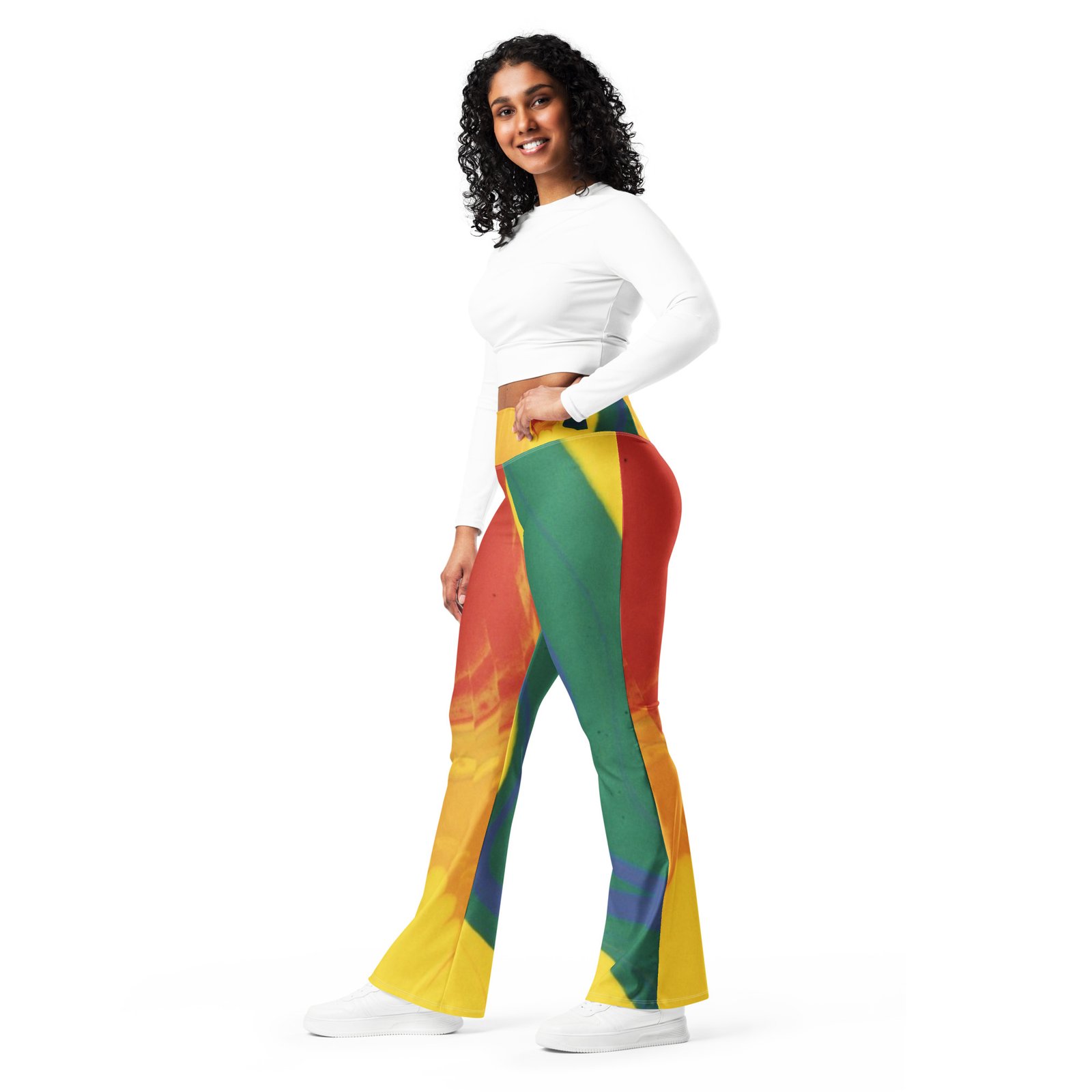 Boho Bold Color High Waist Flare leggings - Image 5