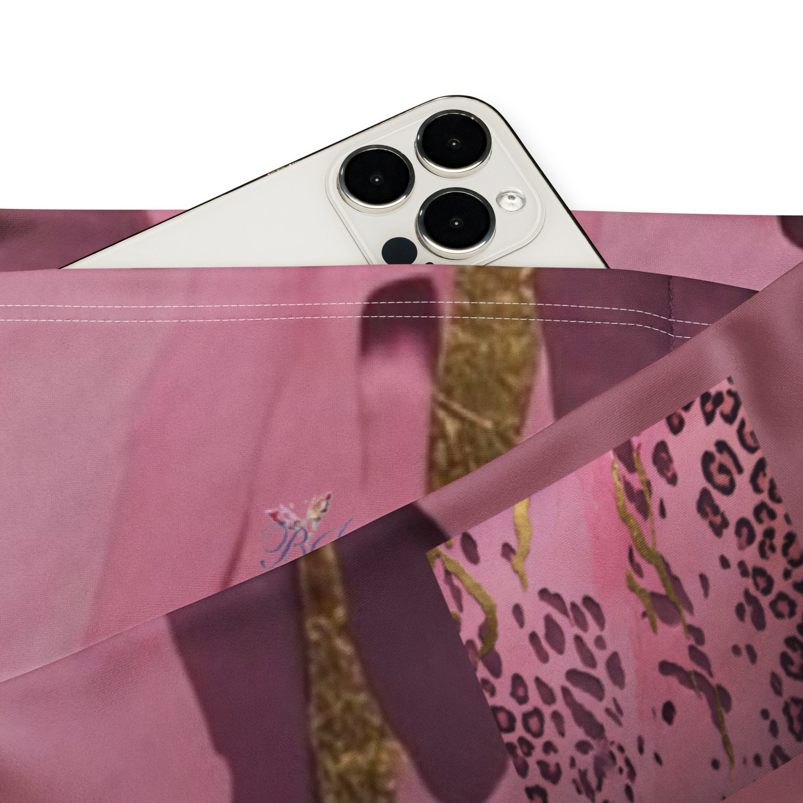 Pink & Gold Animal Print High Waist Flare Leggings - Image 5