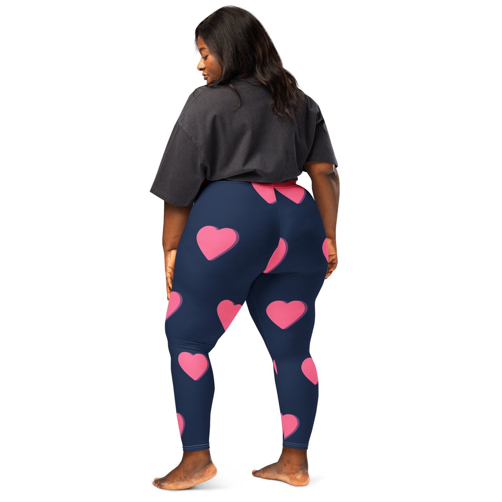 I love Hearts - Navy Premium Leggings - Image 4