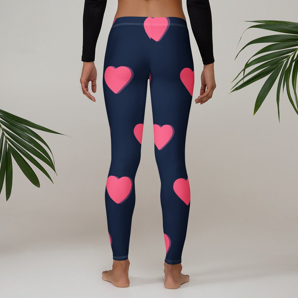 I love Hearts - Navy Premium Leggings - Image 8