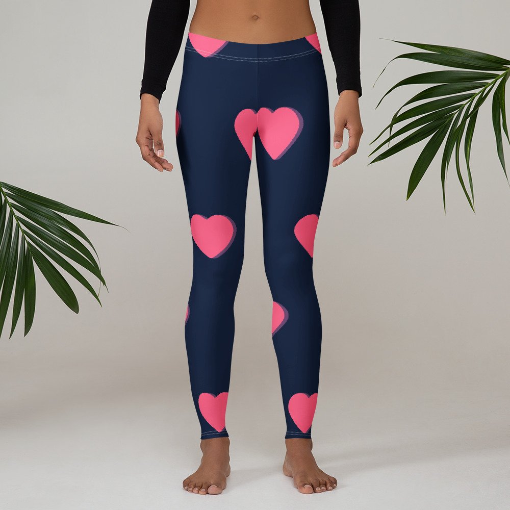 I love Hearts - Navy Premium Leggings