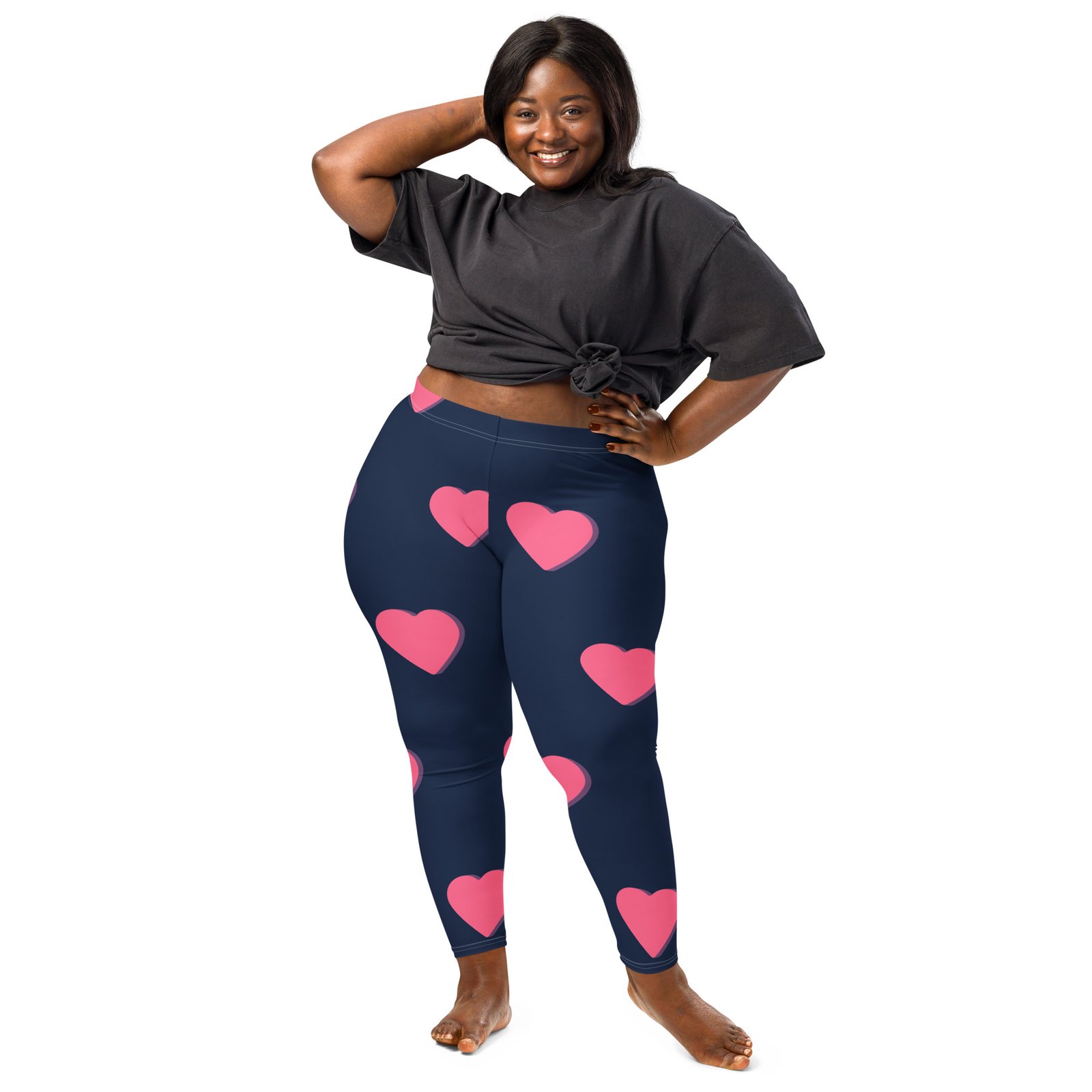 I love Hearts - Navy Premium Leggings - Image 3