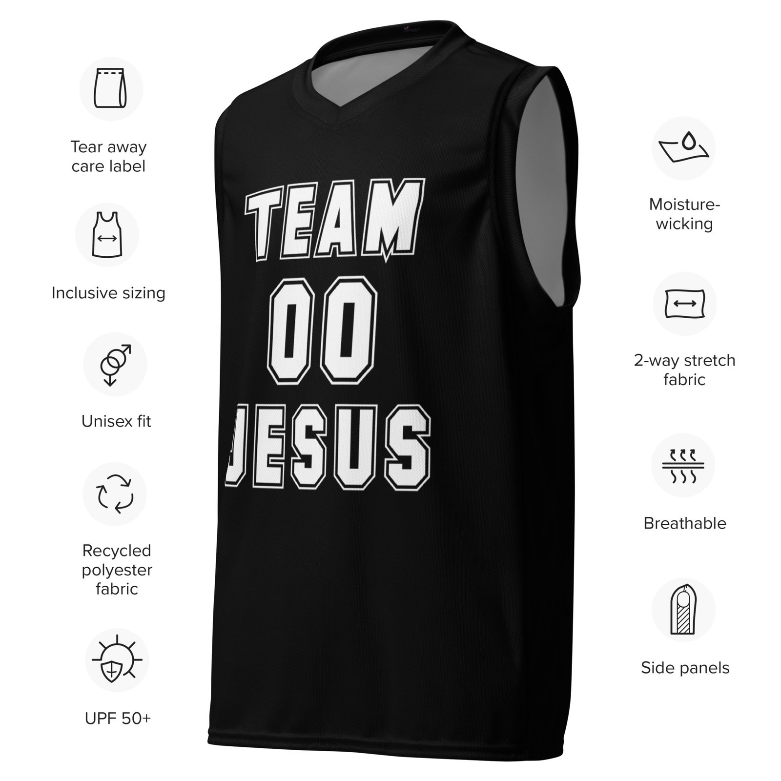 Team Jesus Unisex Basketball Jersey - Black - Image 3