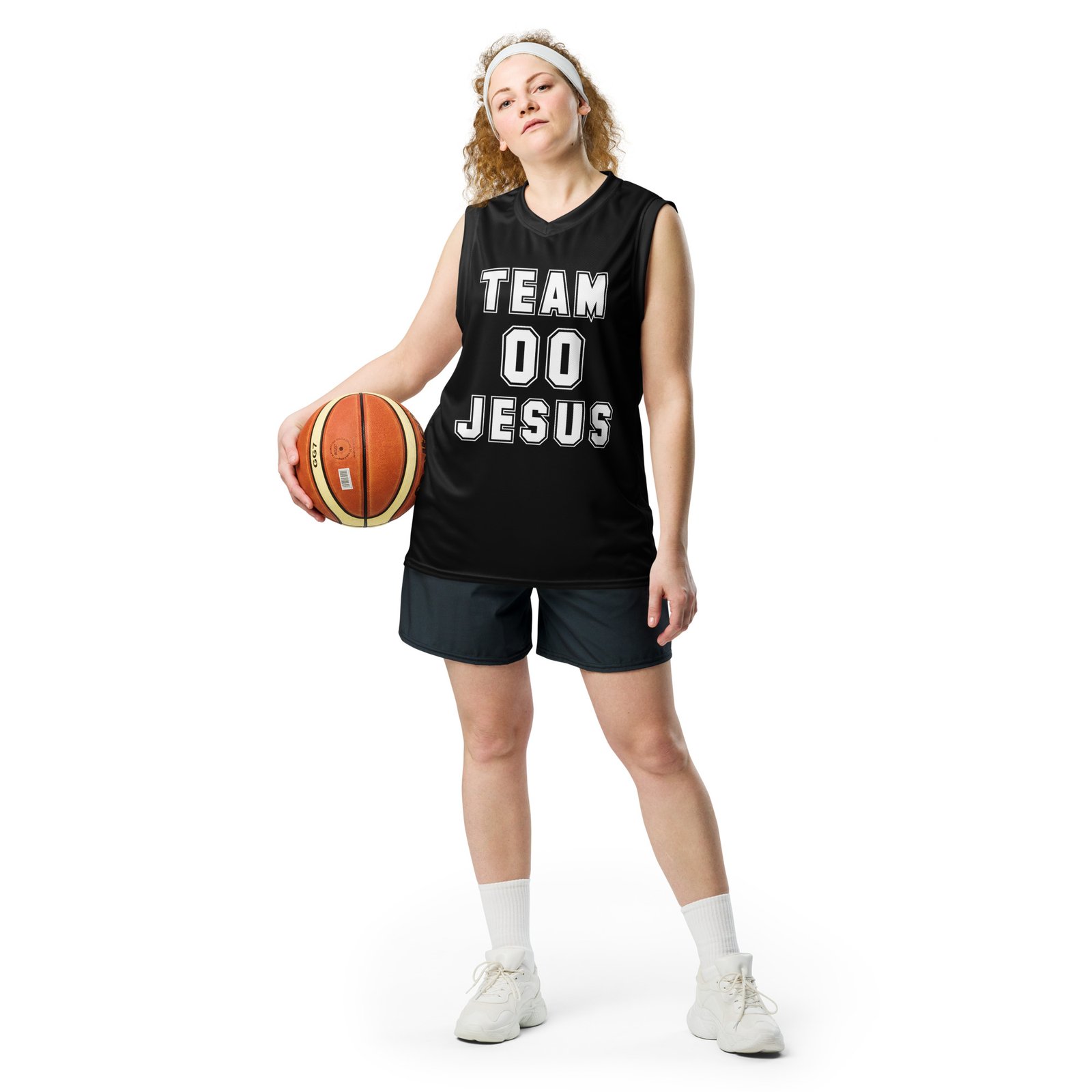 Team Jesus Unisex Basketball Jersey - Black - Image 5