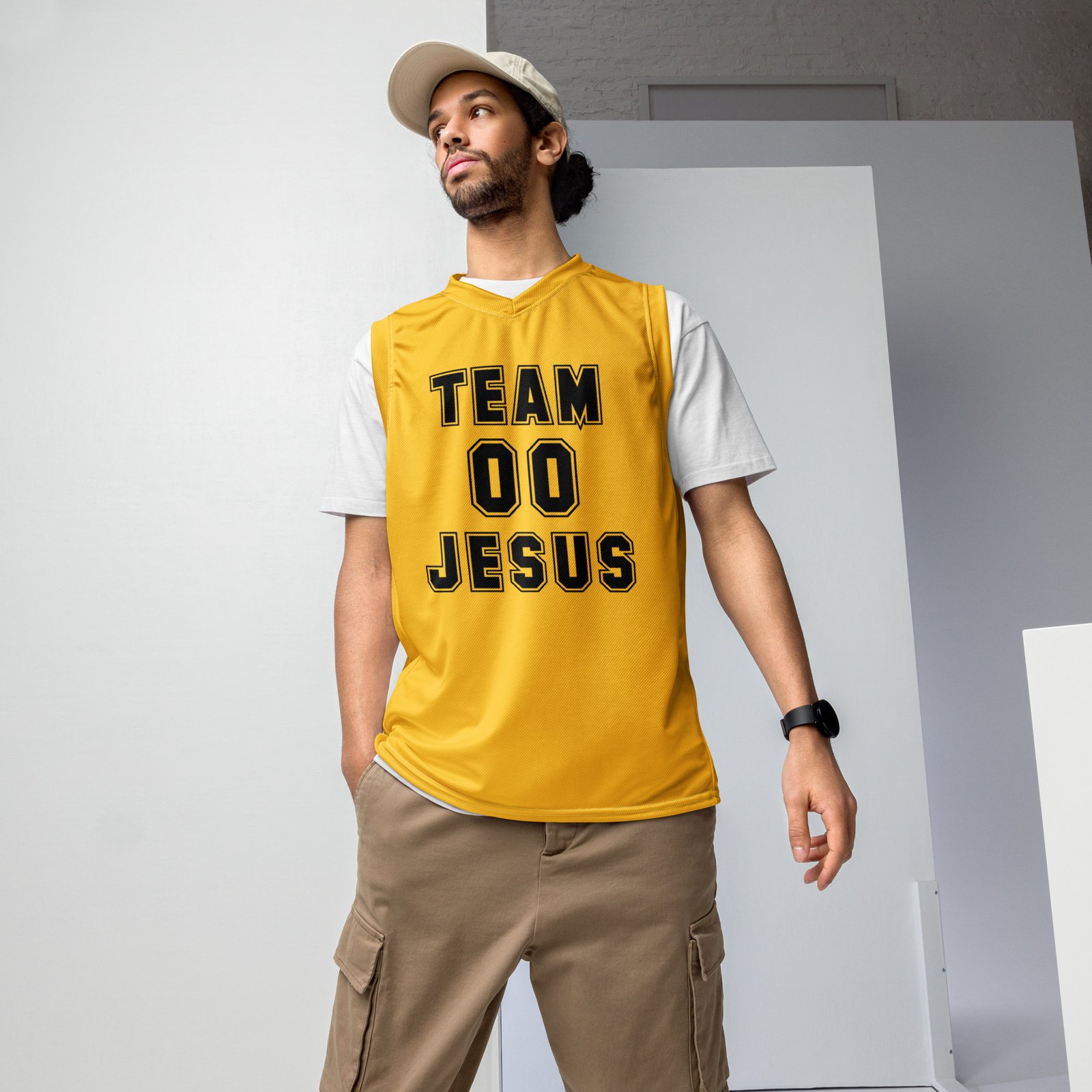 Team Jesus Unisex Basketball Jersey - Mustard Yellow