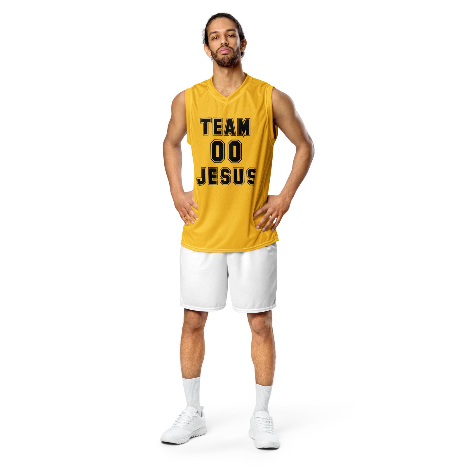 Team Jesus Unisex Basketball Jersey - Mustard Yellow - Image 3