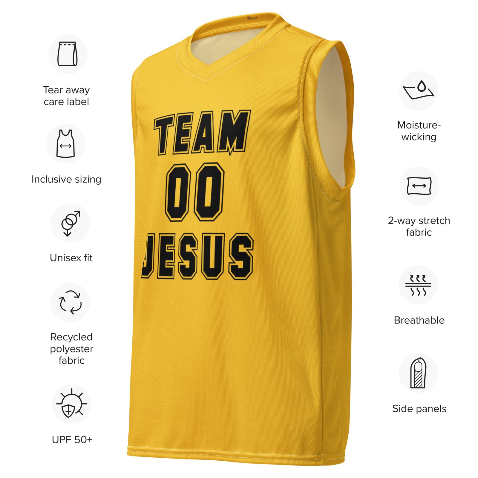 Team Jesus Unisex Basketball Jersey - Mustard Yellow - Image 5