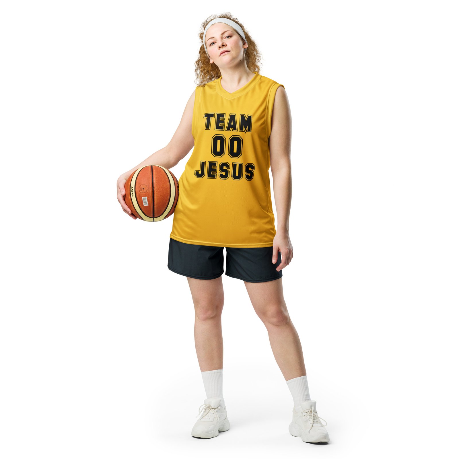 Team Jesus Unisex Basketball Jersey - Mustard Yellow - Image 6