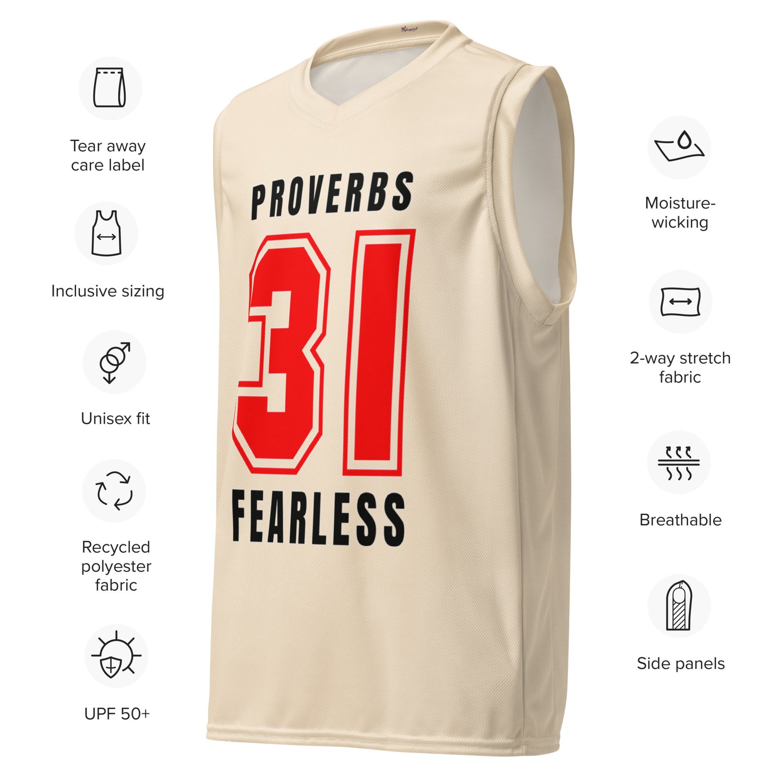 Proverbs 31 Fearless Unisex Basketball Jersey - Image 3