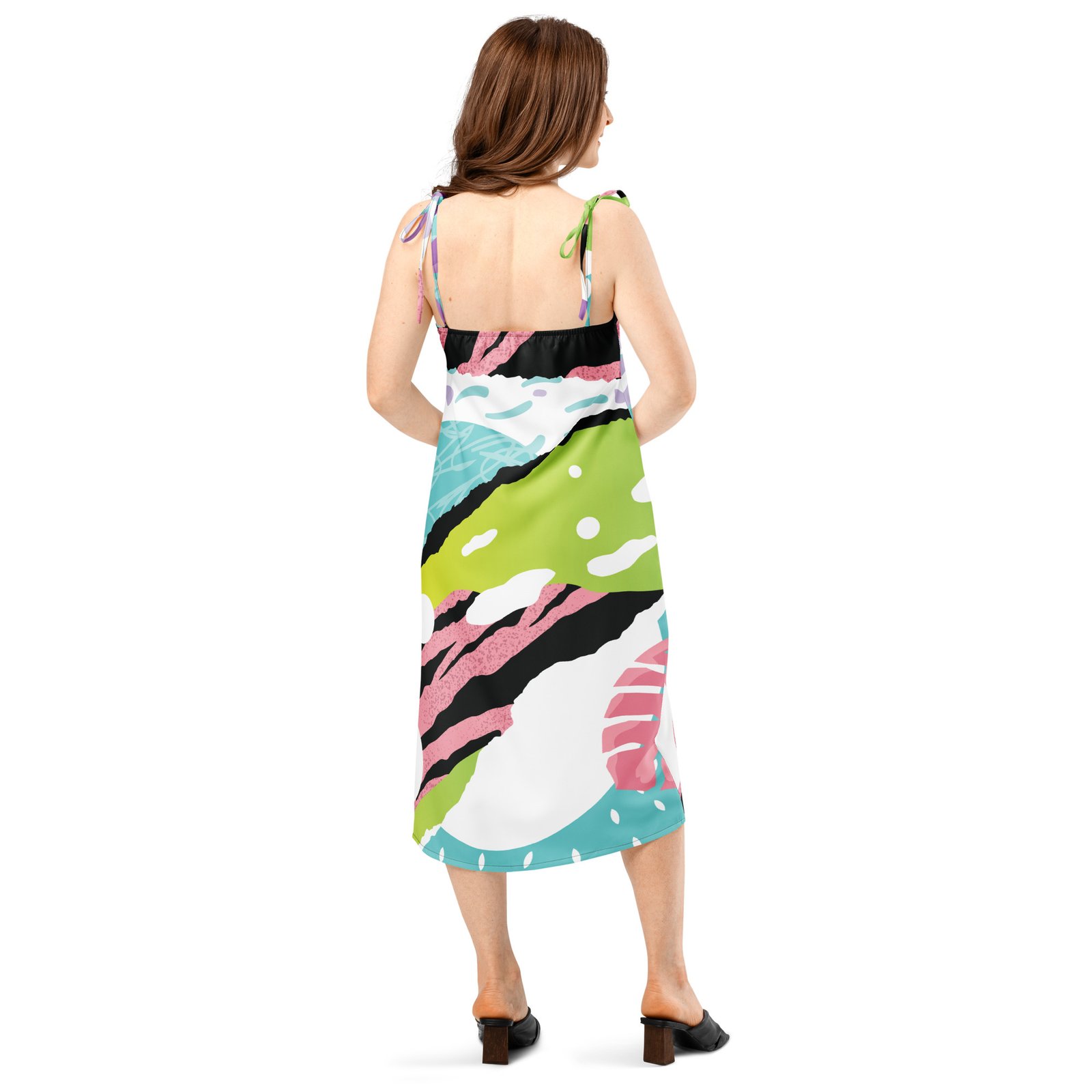 Tropical Pink Zebra Tie-Strap Midi Dress - Image 5