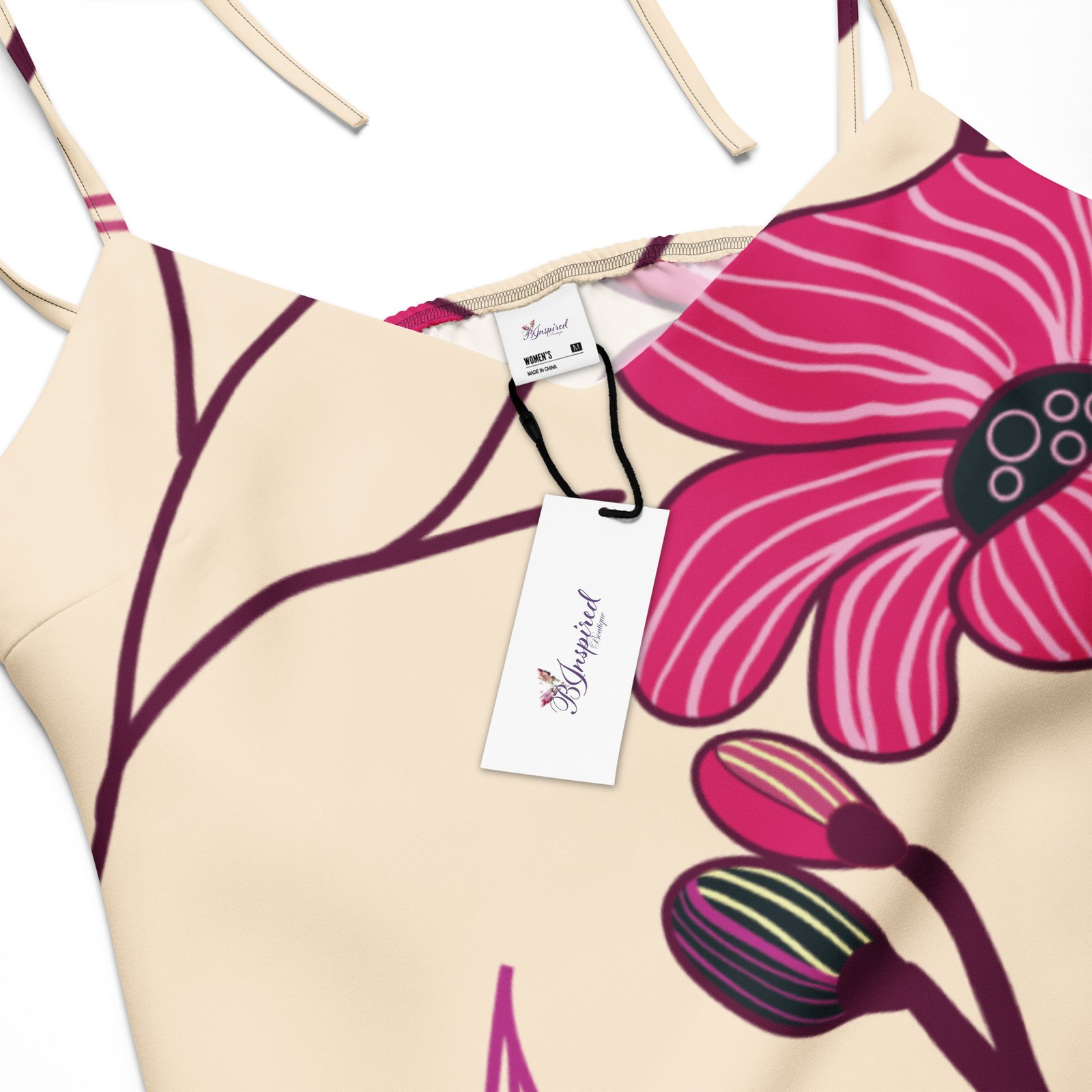 Big & Bold Pink Floral Tie-Strap Midi Dress - Image 5