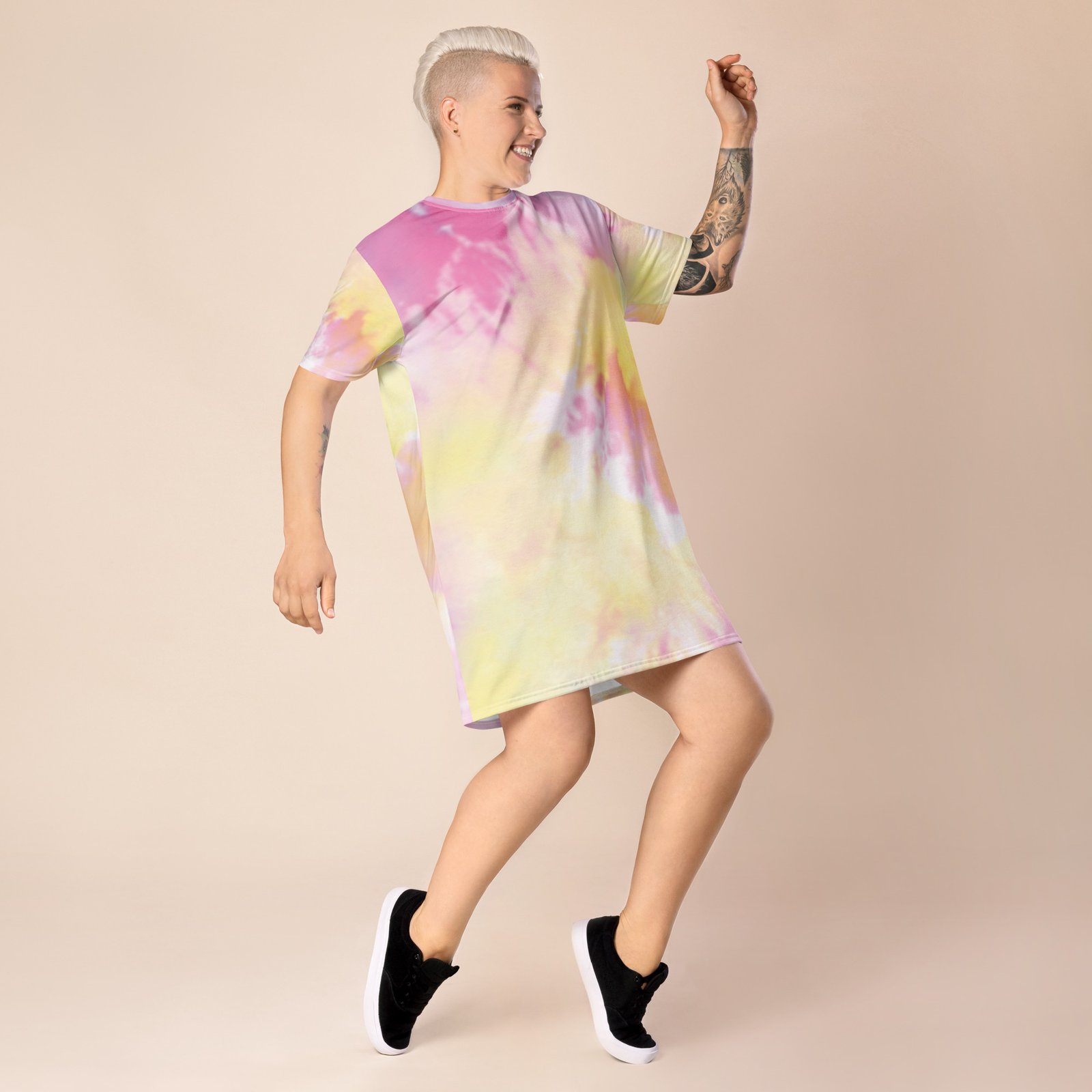 Pink Tie Dye Oversized T-shirt Dress - Image 6