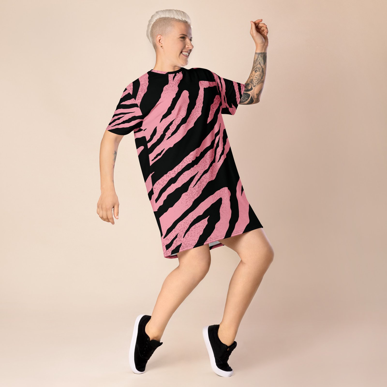 Pink Zebra Oversized T-Shirt Dress - Image 5