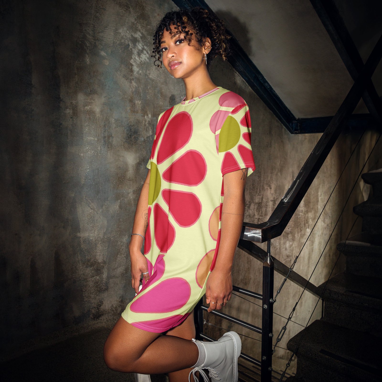 Retro Flower Power Oversized T-shirt Dress