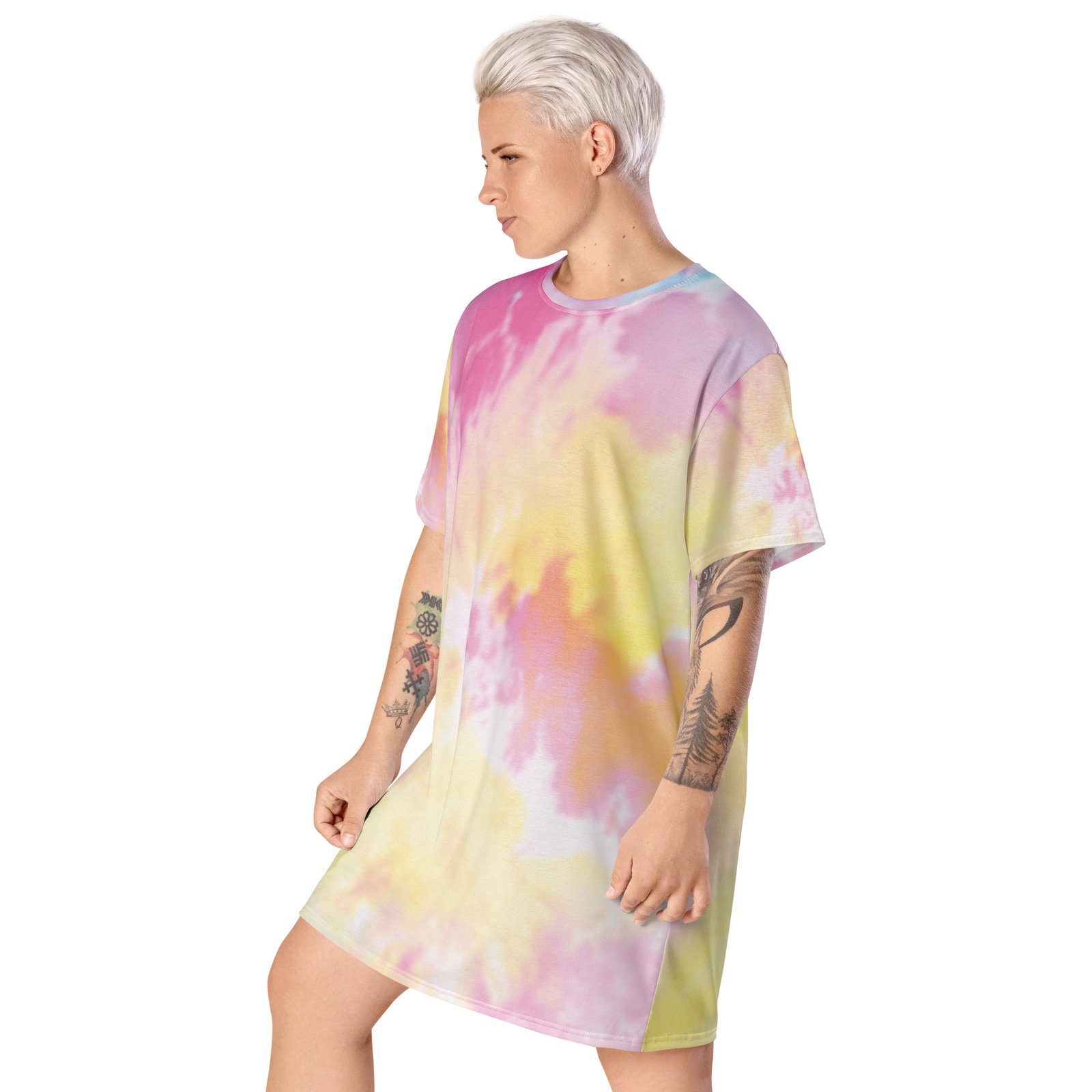 Pink Tie Dye Oversized T-shirt Dress - Image 3