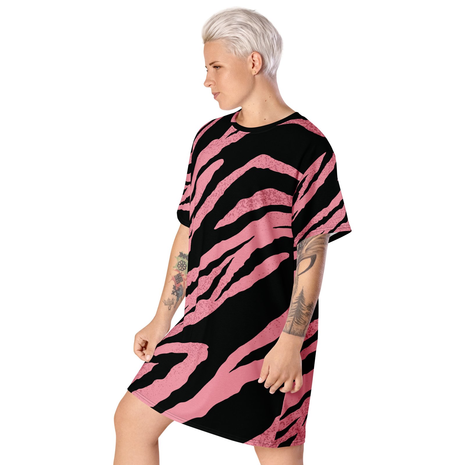 Pink Zebra Oversized T-Shirt Dress - Image 3