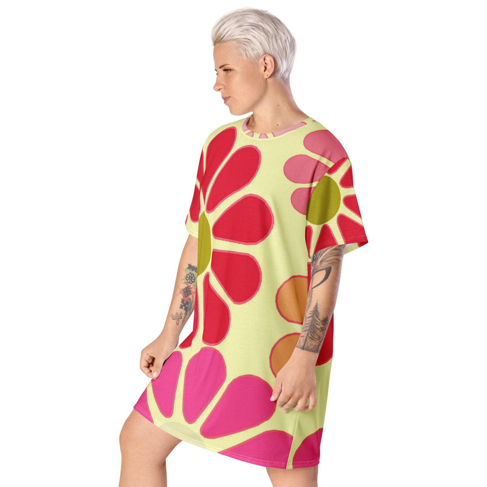 Retro Flower Power Oversized T-shirt Dress - Image 3