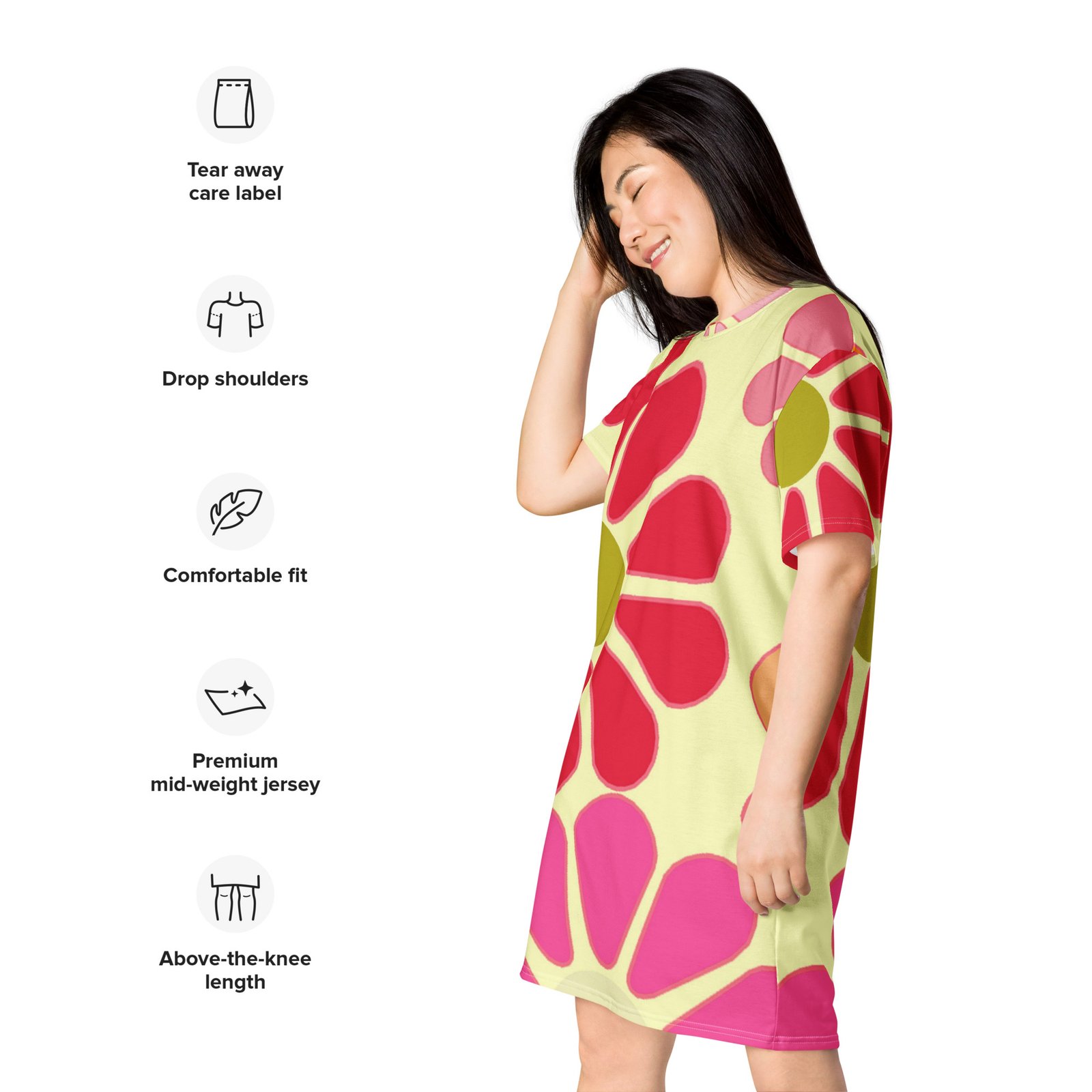 Retro Flower Power Oversized T-shirt Dress - Image 6