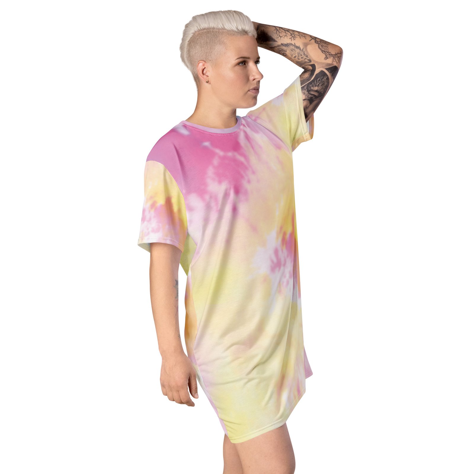 Pink Tie Dye Oversized T-shirt Dress - Image 2