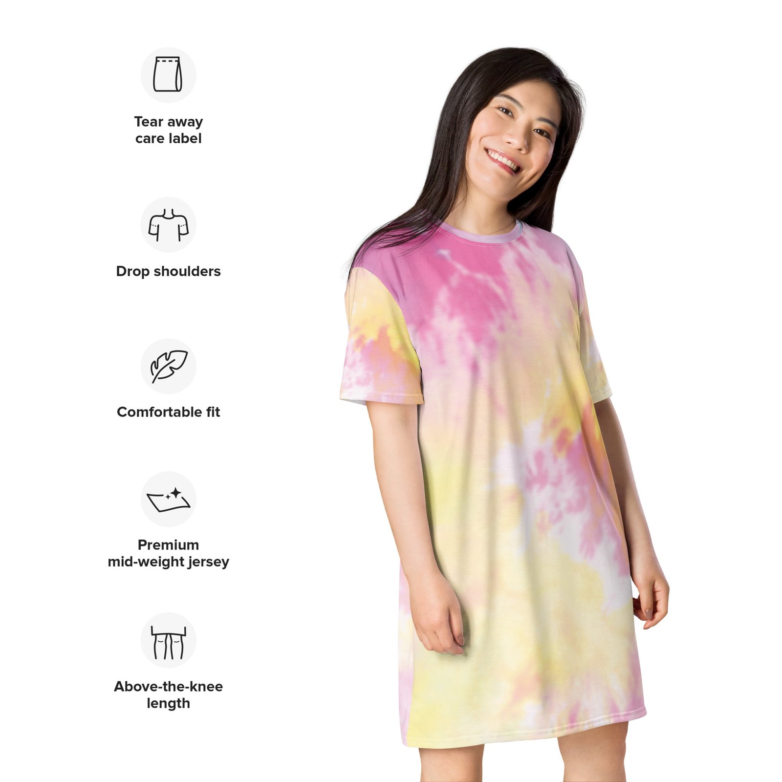 Pink Tie Dye Oversized T-shirt Dress - Image 4
