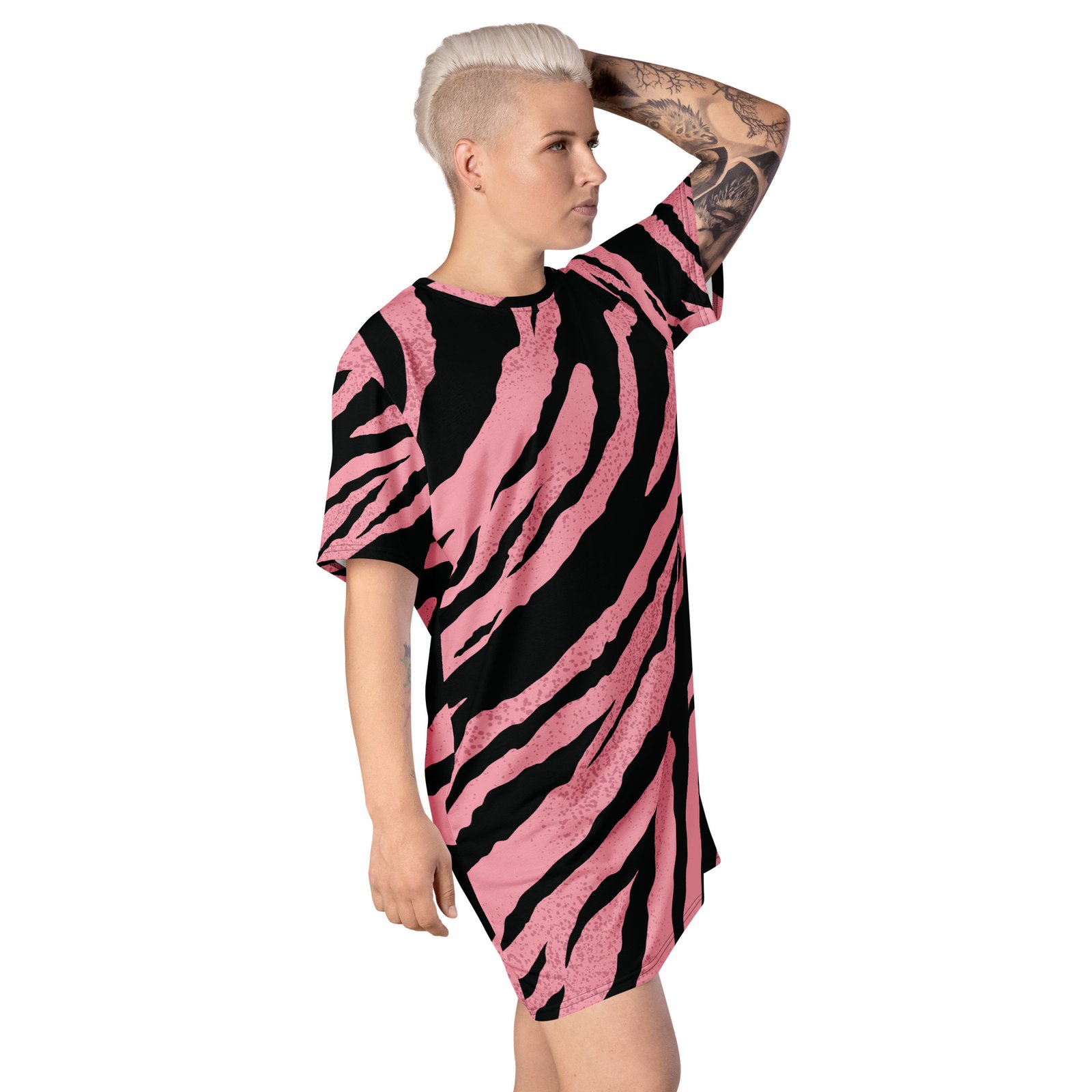 Pink Zebra Oversized T-Shirt Dress - Image 2