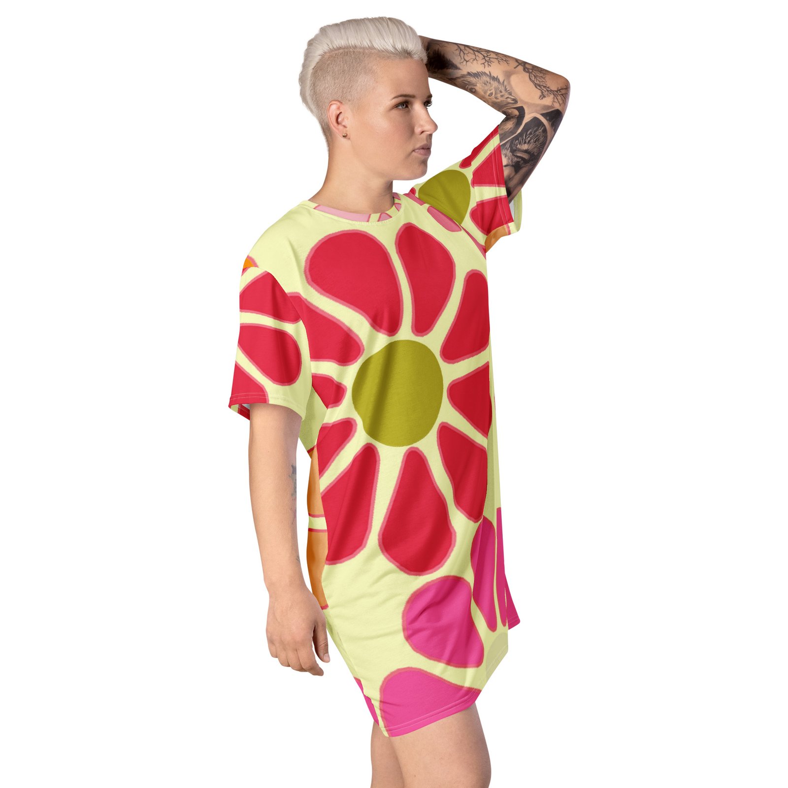 Retro Flower Power Oversized T-shirt Dress - Image 2