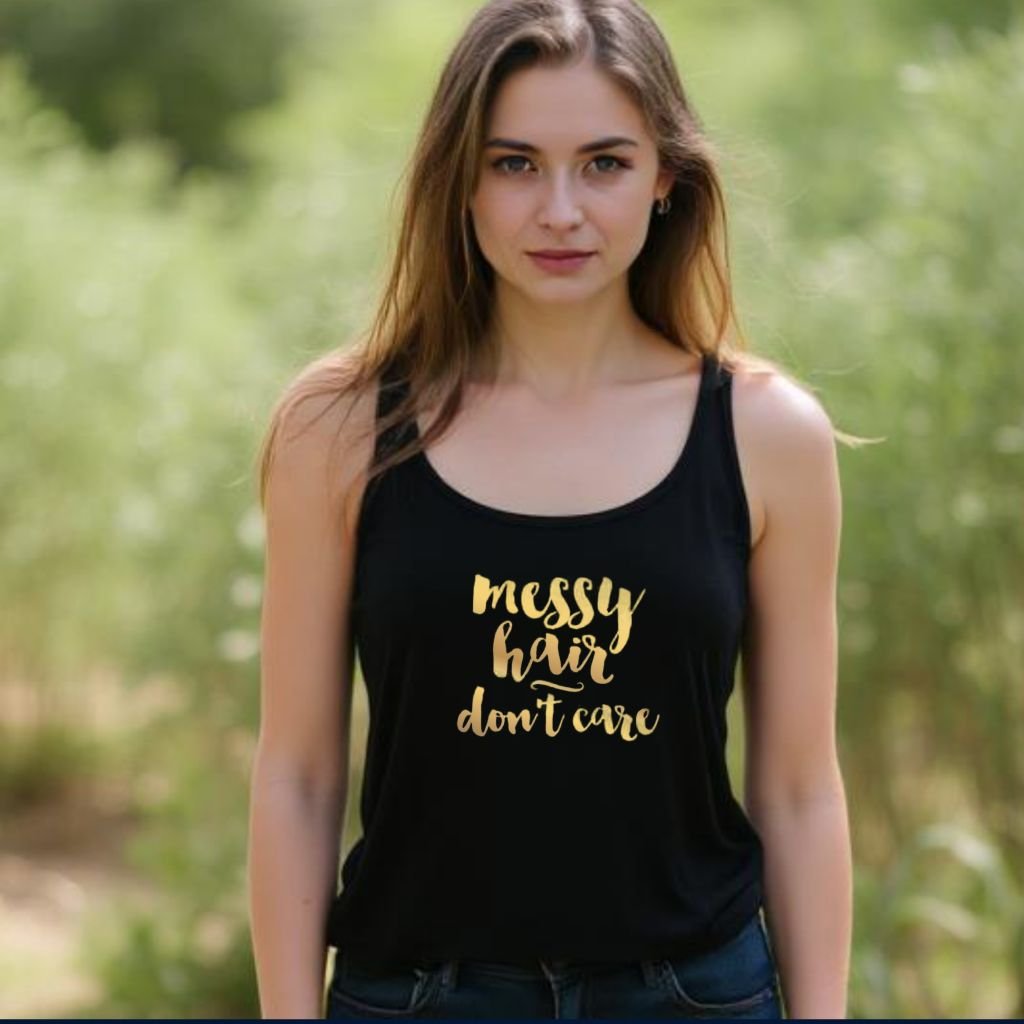 Messy Hair Don't Care Racerback Tank